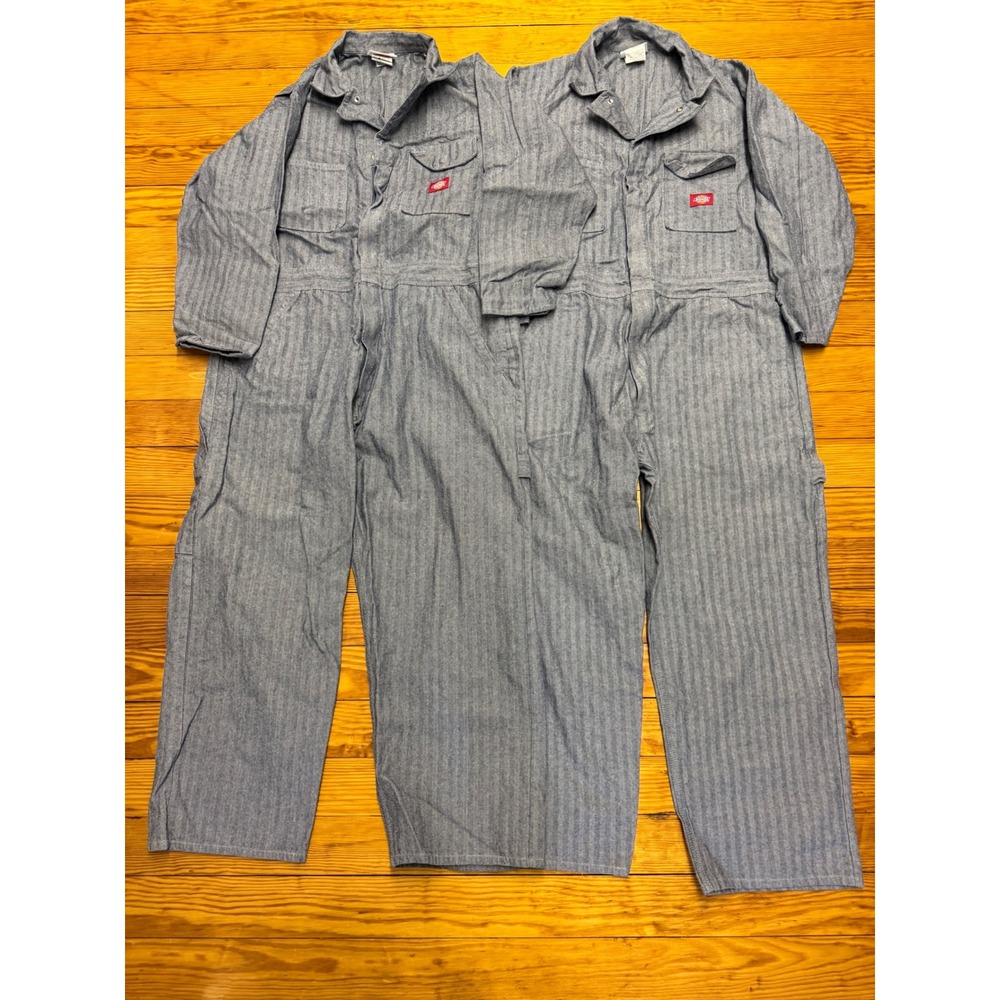 Lot‎ of 2 Dickies Men's Coveralls Blue Herringbone 46 Short Zip Front Railroad
